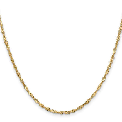 10k Yellow Gold 2mm Singapore Chain Necklace