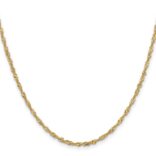 10k Yellow Gold 2mm Singapore Chain Necklace