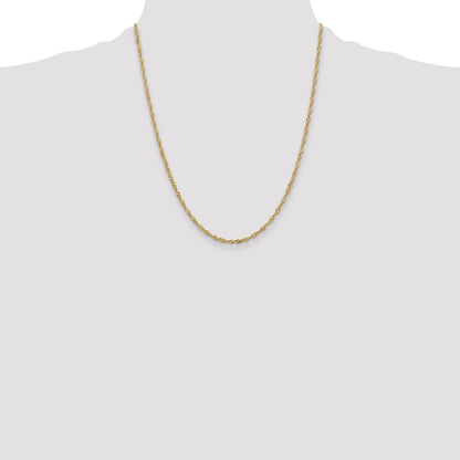 10k Yellow Gold 2mm Singapore Chain Necklace