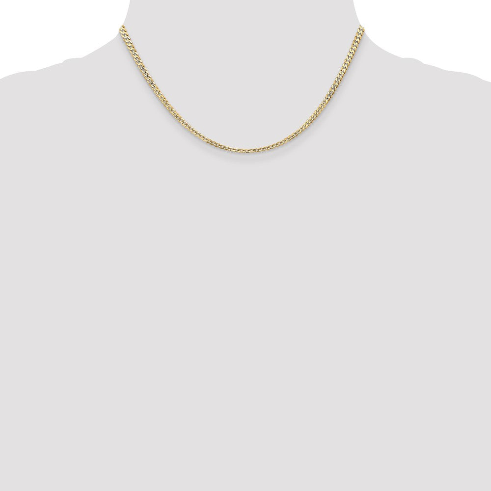 10k Yellow Gold 3mm Open Concave Curb Chain Necklace 10K
