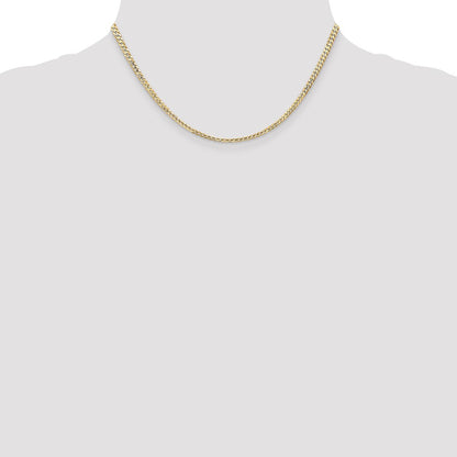 10k Yellow Gold 3mm Open Concave Curb Chain Necklace 10K