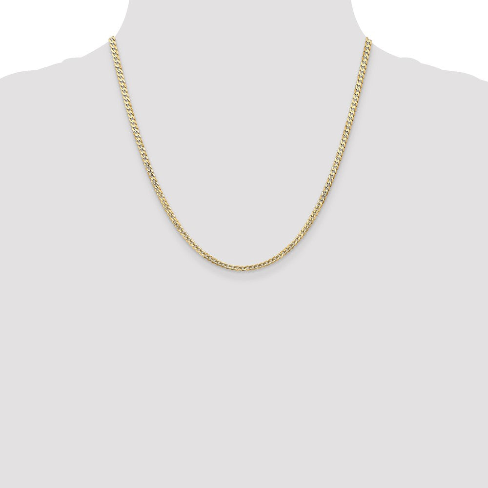 10k Yellow Gold 3mm Open Concave Curb Chain Necklace 10K
