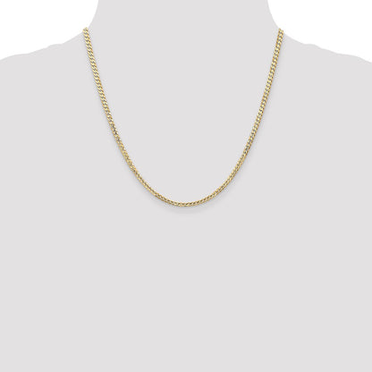 10k Yellow Gold 3mm Open Concave Curb Chain Necklace 10K
