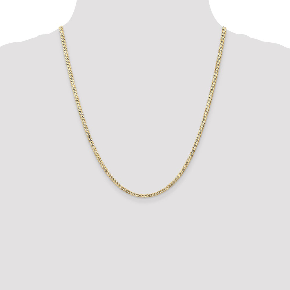 10k Yellow Gold 3mm Open Concave Curb Chain Necklace 10K