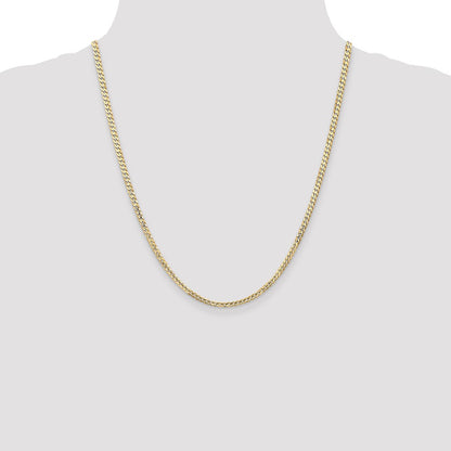 10k Yellow Gold 3mm Open Concave Curb Chain Necklace 10K