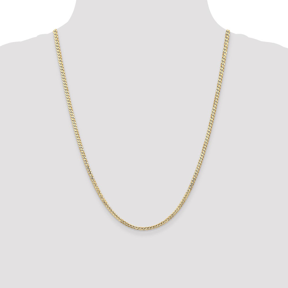 10k Yellow Gold 3mm Open Concave Curb Chain Necklace 10K