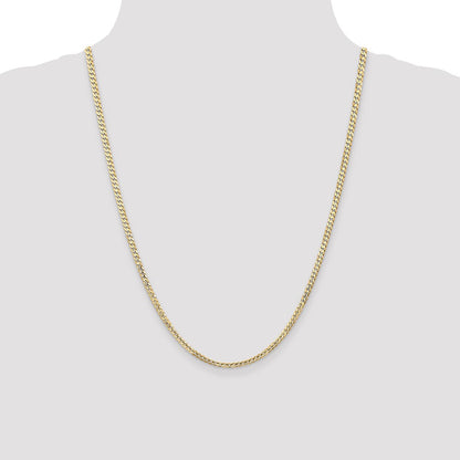 10k Yellow Gold 3mm Open Concave Curb Chain Necklace 10K