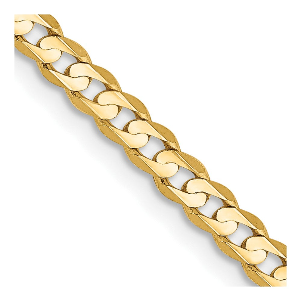 10k Yellow Gold 3mm Open Concave Curb Chain Necklace 10K
