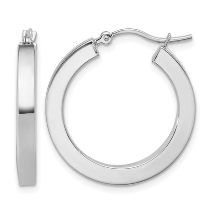 10k Gold 3mm Polished Square Hoop Earrings L-25 mm, W-25 mm