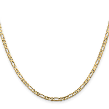 10k Yellow Gold 3mm Concave Figaro Chain Necklace