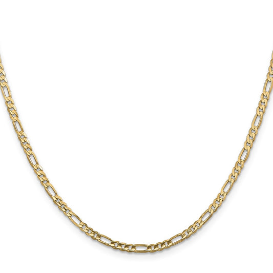 10k Yellow Gold 3mm Concave Figaro Chain Necklace