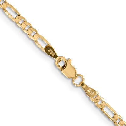 10k Yellow Gold 3mm Concave Figaro Chain Necklace