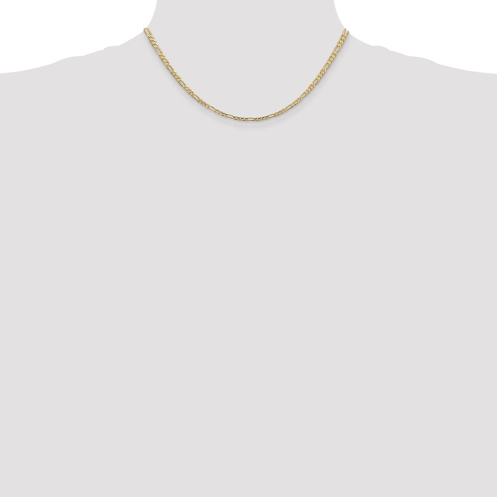 10k Yellow Gold 3mm Concave Figaro Chain Necklace