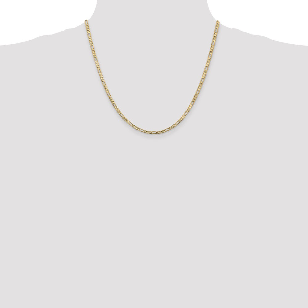10k Yellow Gold 3mm Concave Figaro Chain Necklace