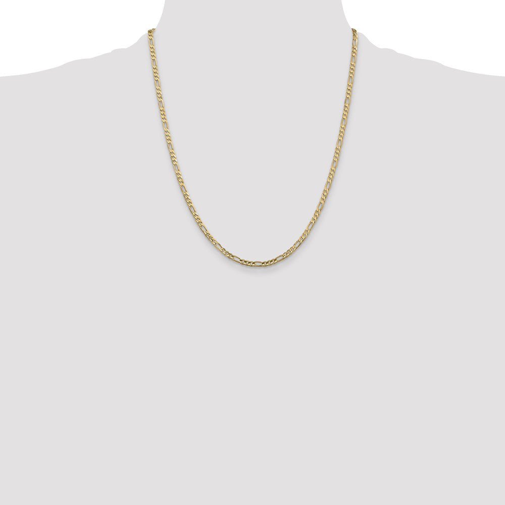 10k Yellow Gold 3mm Concave Figaro Chain Necklace