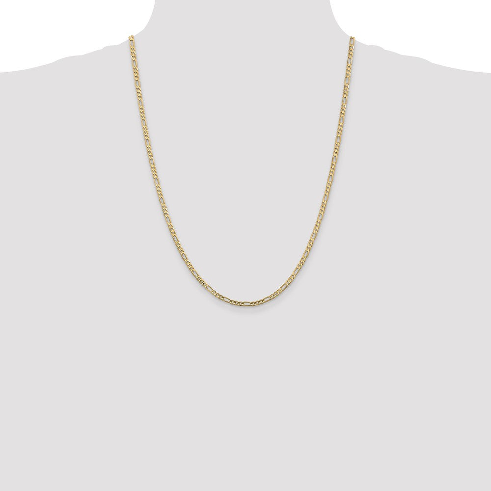 10k Yellow Gold 3mm Concave Figaro Chain Necklace