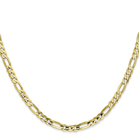 10k Yellow Gold 4mm Concave Open Figaro Chain Necklace 16"