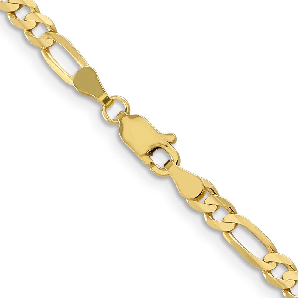 10k Yellow Gold 4mm Concave Open Figaro Chain Necklace 16"