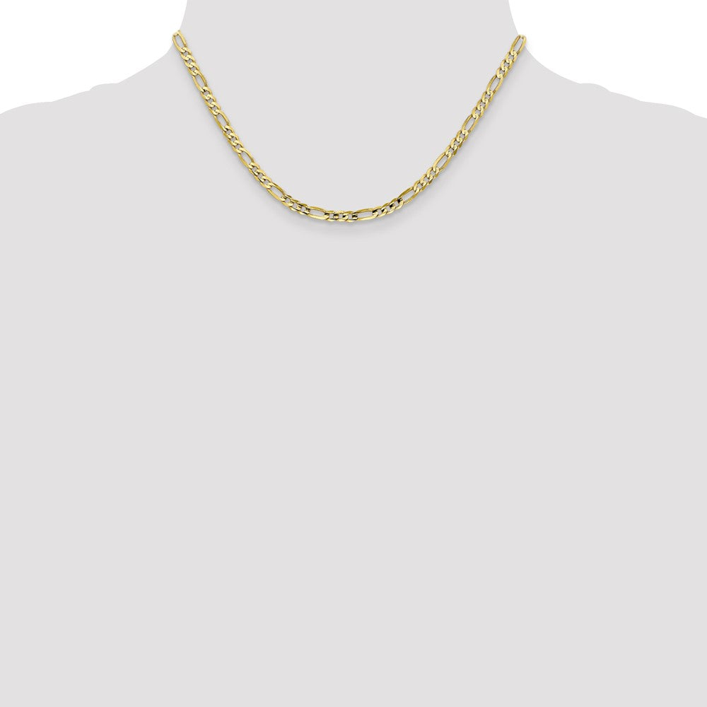 10k Yellow Gold 4mm Concave Open Figaro Chain Necklace 16"