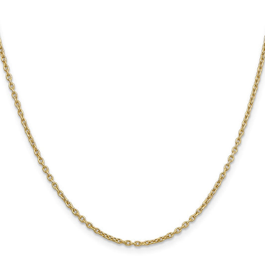 10k Yellow Gold 2mm Round Open Link Cable Chain Necklace