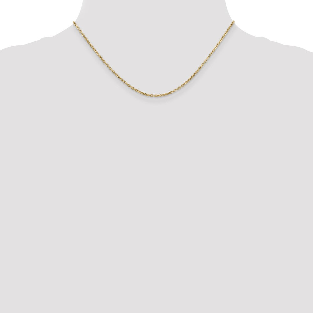 10k Yellow Gold 2mm Round Open Link Cable Chain Necklace
