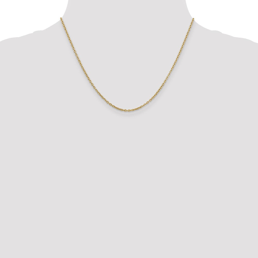 10k Yellow Gold 2mm Round Open Link Cable Chain Necklace