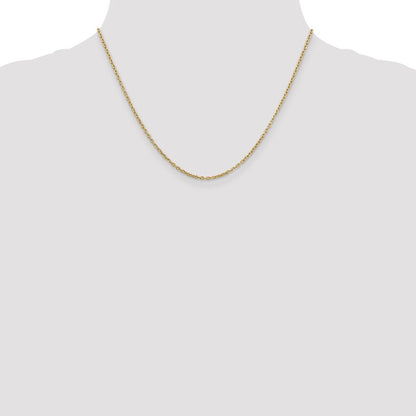 10k Yellow Gold 2mm Round Open Link Cable Chain Necklace