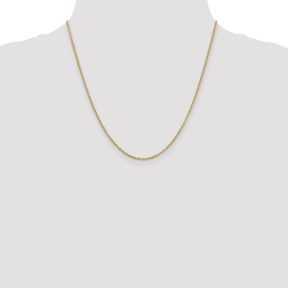 10k Yellow Gold 2mm Round Open Link Cable Chain Necklace