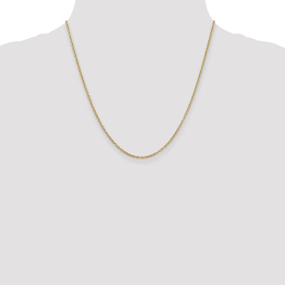 10k Yellow Gold 2mm Round Open Link Cable Chain Necklace