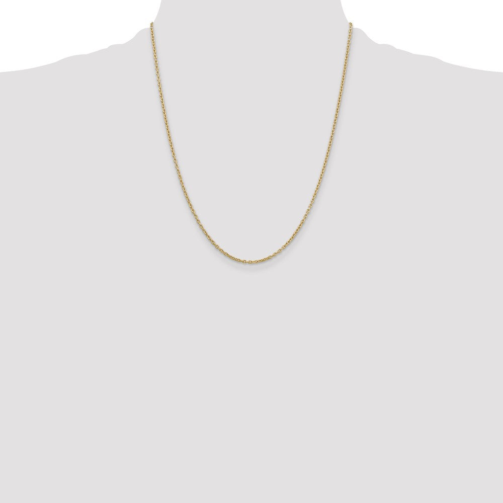10k Yellow Gold 2mm Round Open Link Cable Chain Necklace