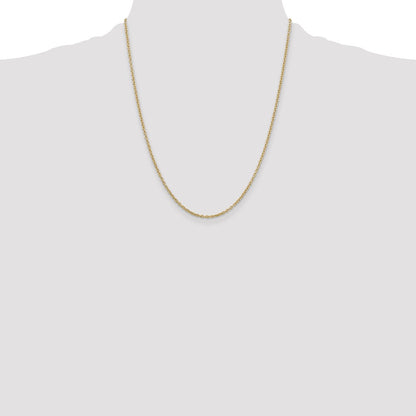 10k Yellow Gold 2mm Round Open Link Cable Chain Necklace