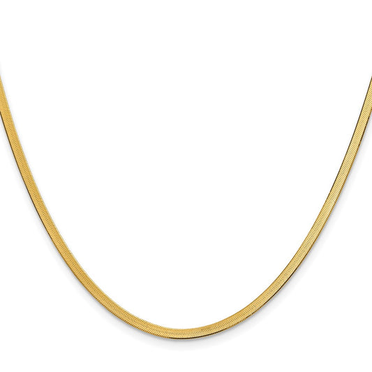 10k Yellow Gold 2.5mm Silky Herringbone Chain Necklace