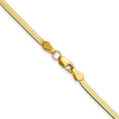 10k Yellow Gold 2.5mm Silky Herringbone Chain Necklace