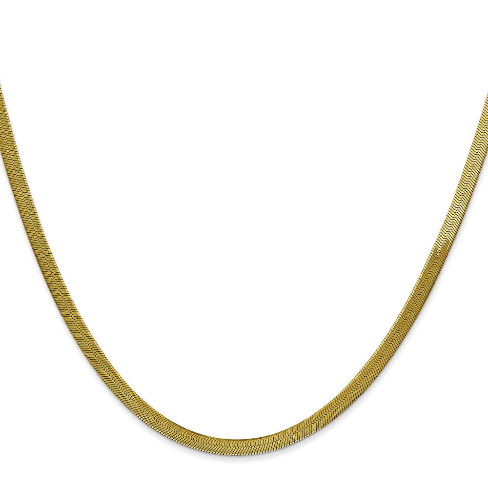 10k Yellow Gold 3mm Silky Herringbone Chain Necklace