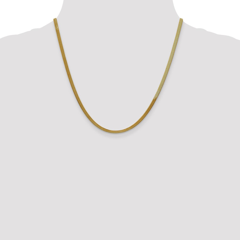 10k Yellow Gold 3mm Silky Herringbone Chain Necklace