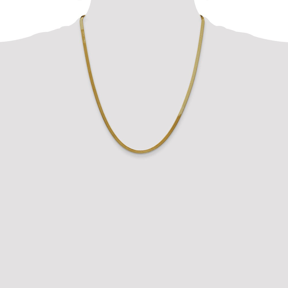 10k Yellow Gold 3mm Silky Herringbone Chain Necklace