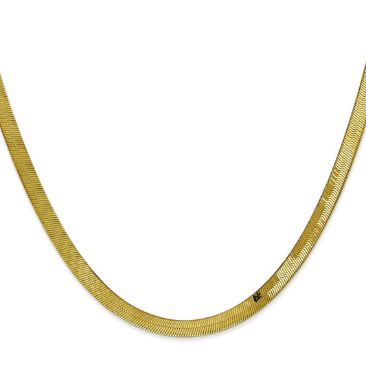 10k Yellow Gold 4mm Silky Herringbone Chain Necklace 16"