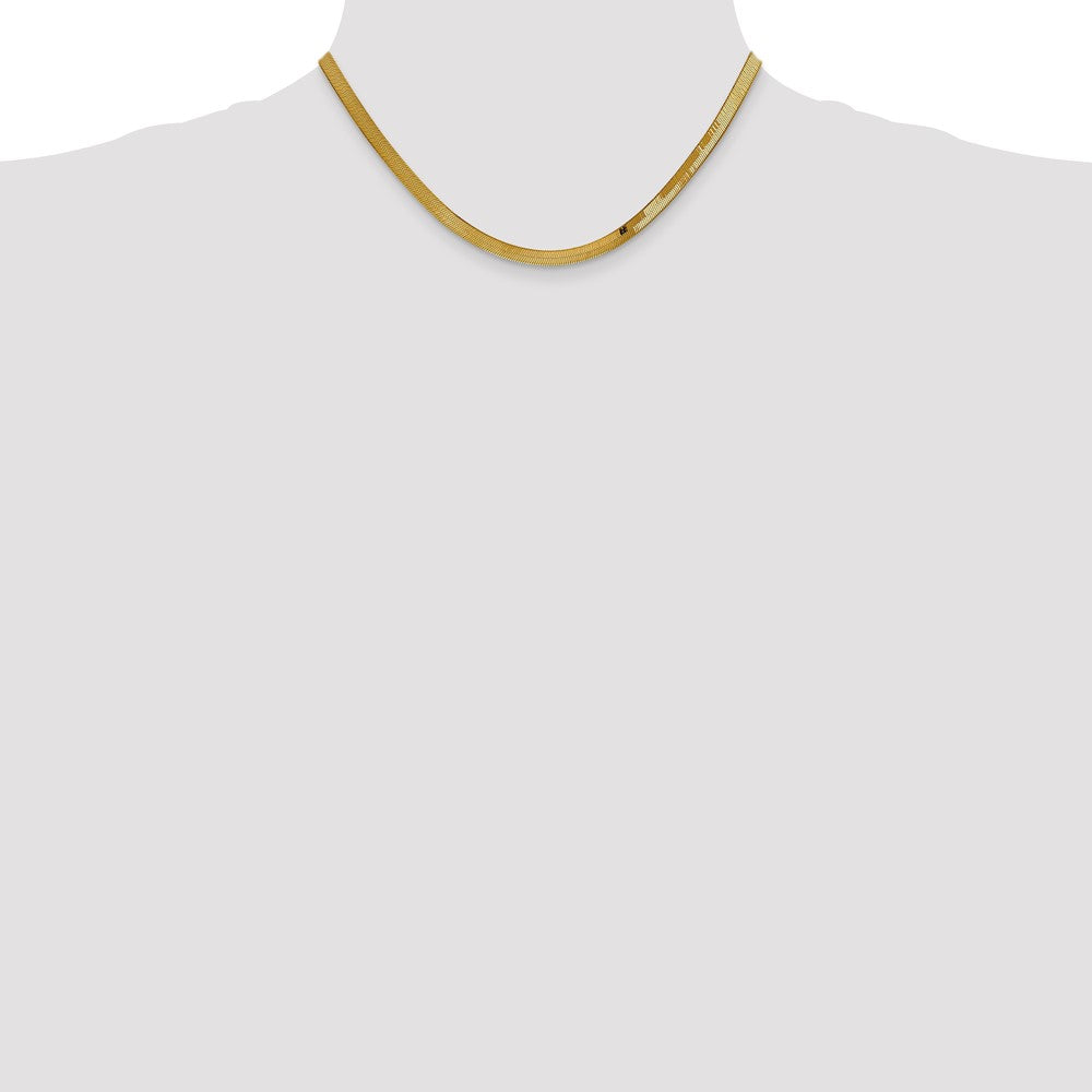 10k Yellow Gold 4mm Silky Herringbone Chain Necklace 16"