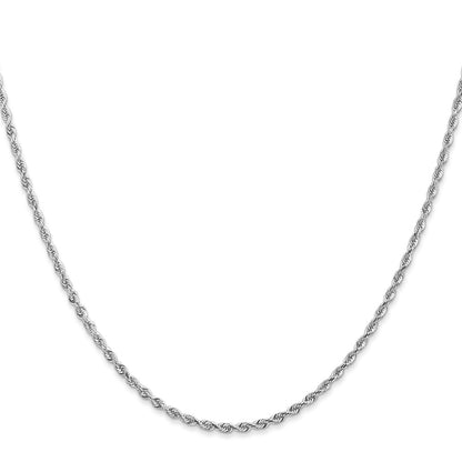 10k White Gold 2mm Diamond-Cut Quadruple Rope Chain Necklace