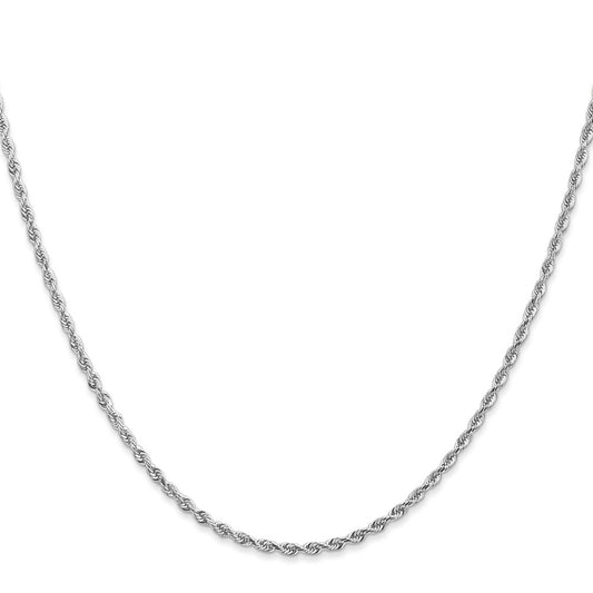 10k White Gold 2mm Diamond-Cut Quadruple Rope Chain Necklace