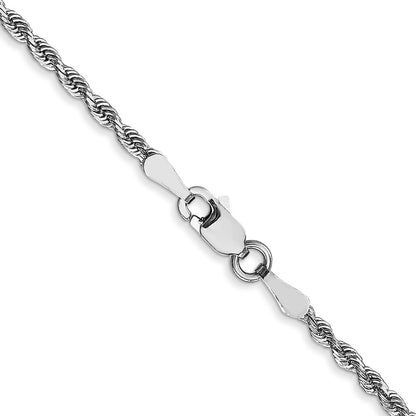 10k White Gold 2mm Diamond-Cut Quadruple Rope Chain Necklace