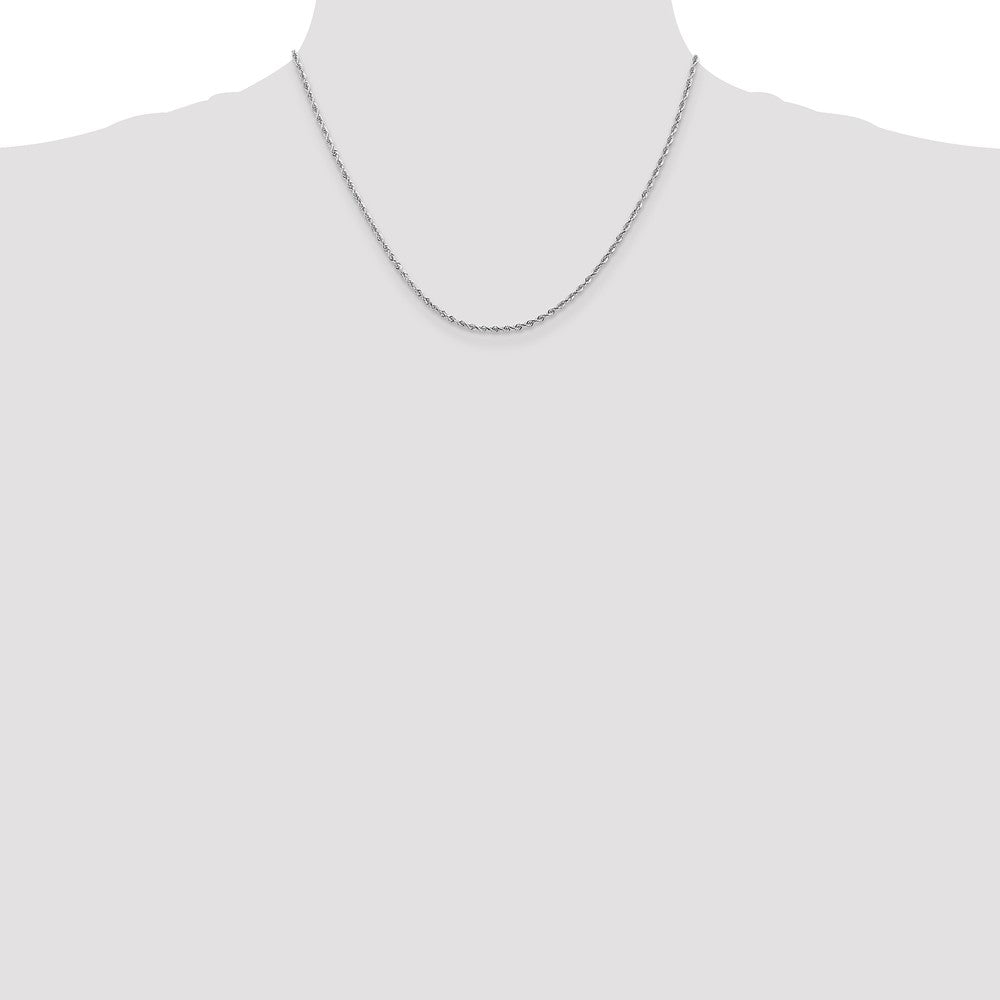 10k White Gold 2mm Diamond-Cut Quadruple Rope Chain Necklace
