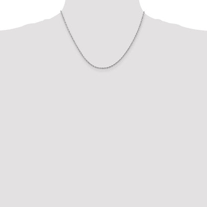 10k White Gold 2mm Diamond-Cut Quadruple Rope Chain Necklace