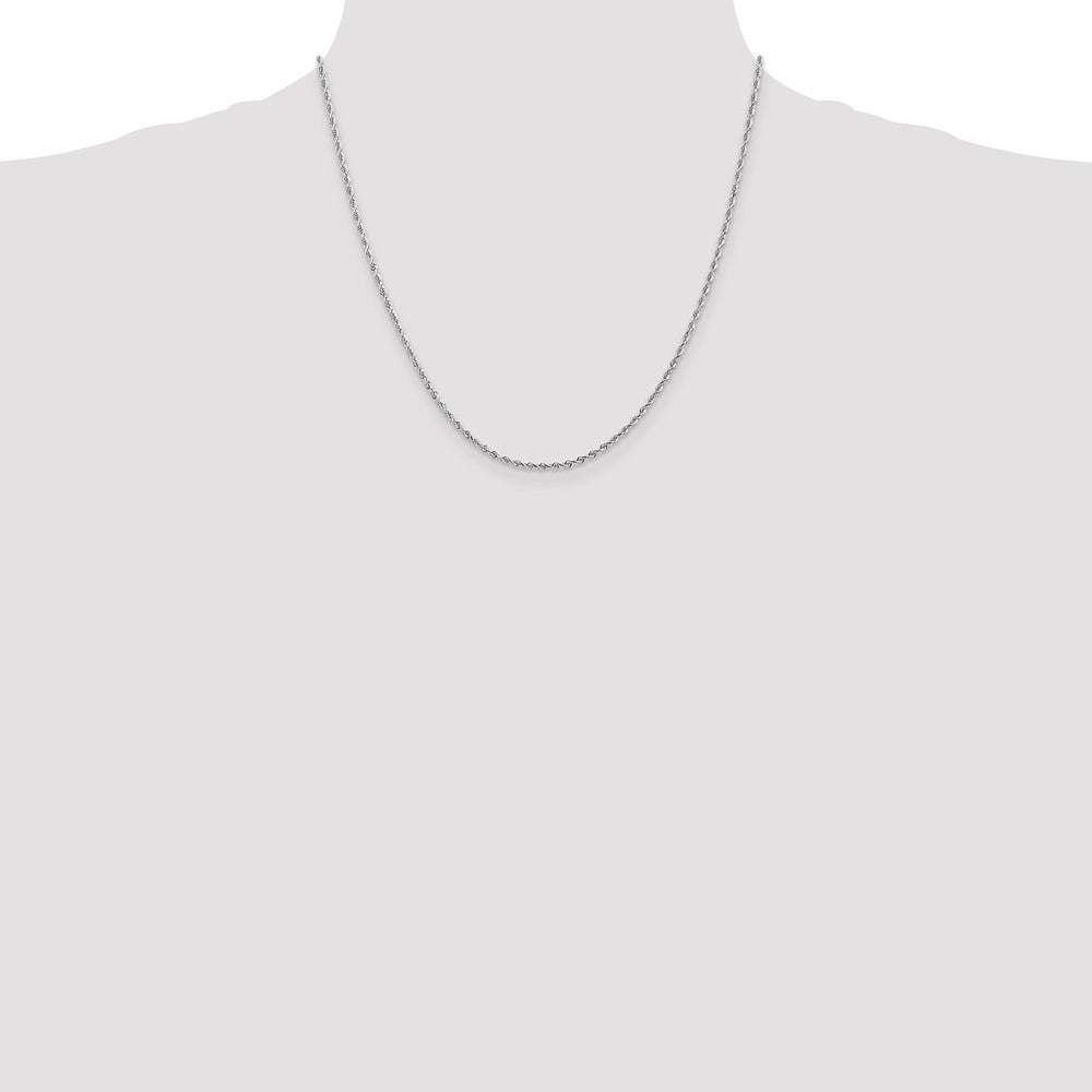 10k White Gold 2mm Diamond-Cut Quadruple Rope Chain Necklace