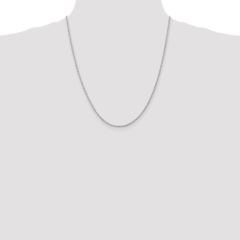 10k White Gold 2mm Diamond-Cut Quadruple Rope Chain Necklace