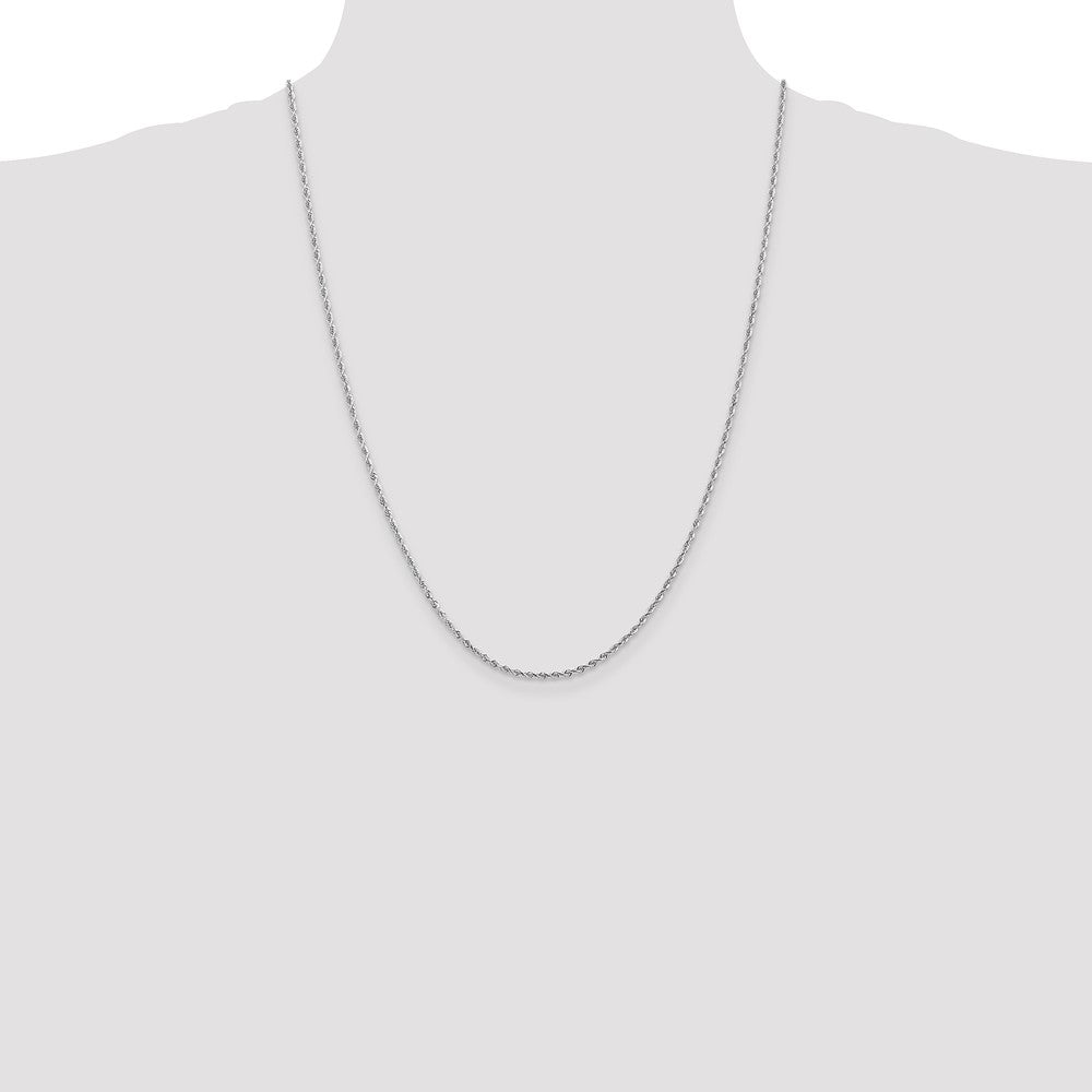 10k White Gold 2mm Diamond-Cut Quadruple Rope Chain Necklace