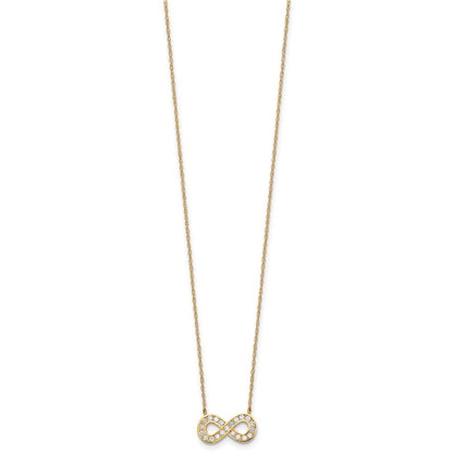 10k Yellow Gold 18inch Polished CZ Infinity Necklace 18"
