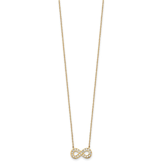 10k Yellow Gold 18inch Polished CZ Infinity Necklace 18"