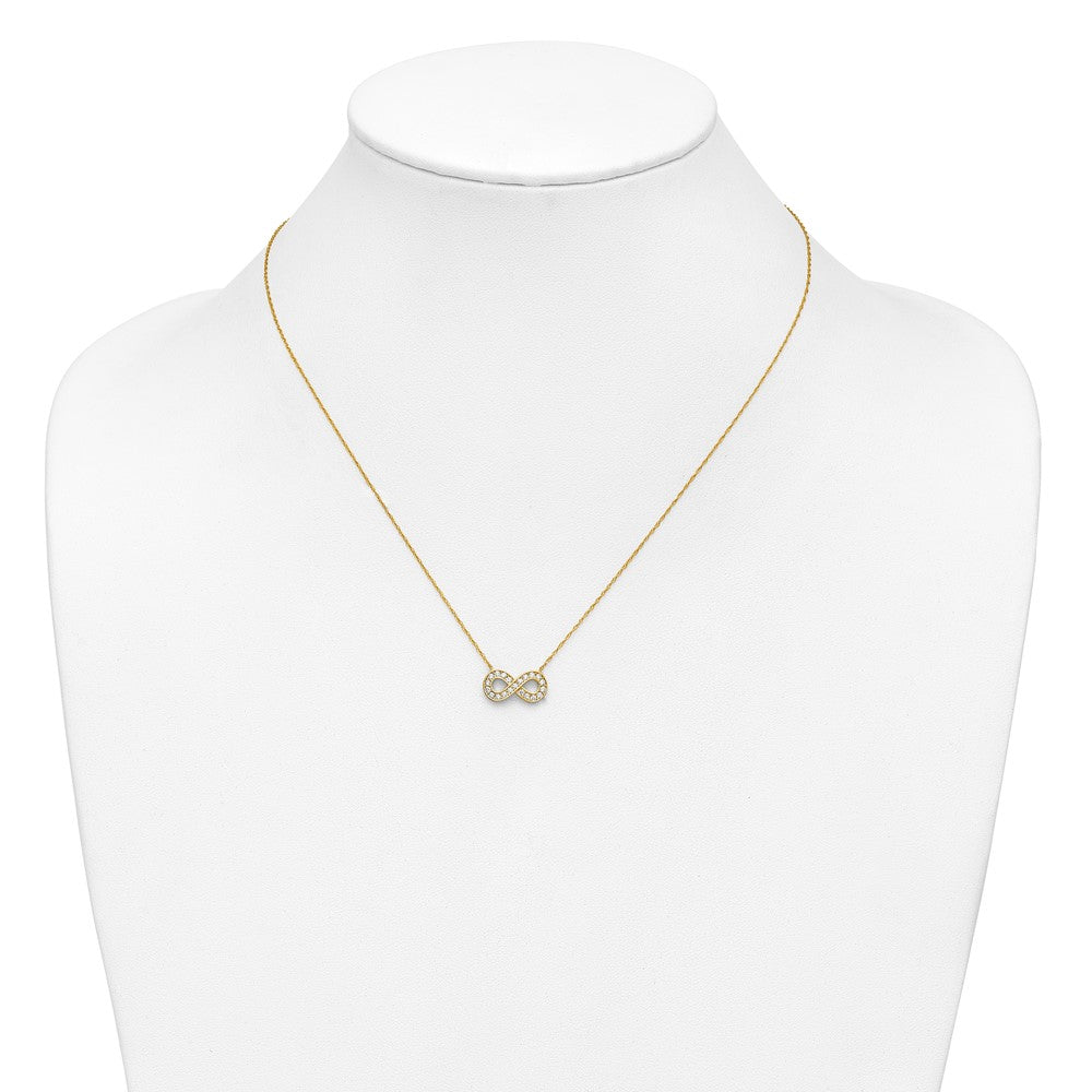 10k Yellow Gold 18inch Polished CZ Infinity Necklace 18"