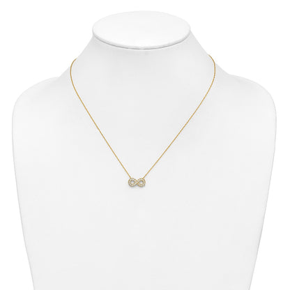 10k Yellow Gold 18inch Polished CZ Infinity Necklace 18"